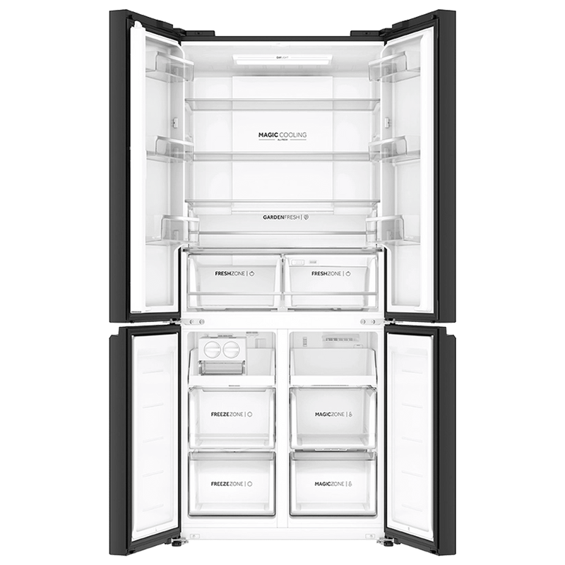 Haier 520 Litres 3 Star Frost Free French Door Convertible Refrigerator with Colorful Digital Display Panel (HRB-600KGU1, Black Glass)