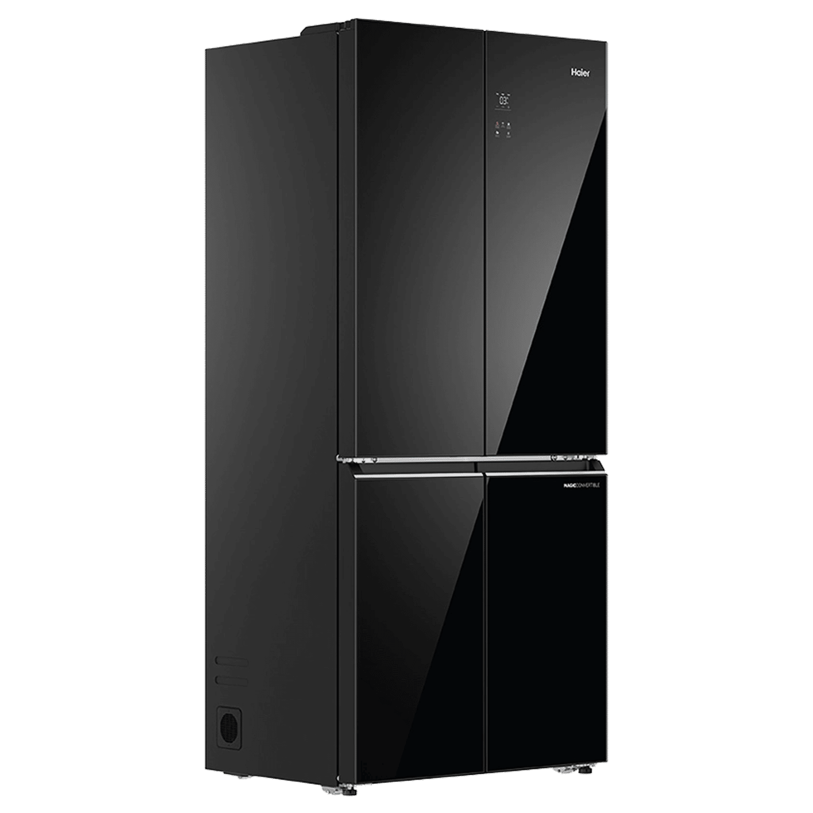 Haier 520 Litres 3 Star Frost Free French Door Convertible Refrigerator with Colorful Digital Display Panel (HRB-600KGU1, Black Glass)