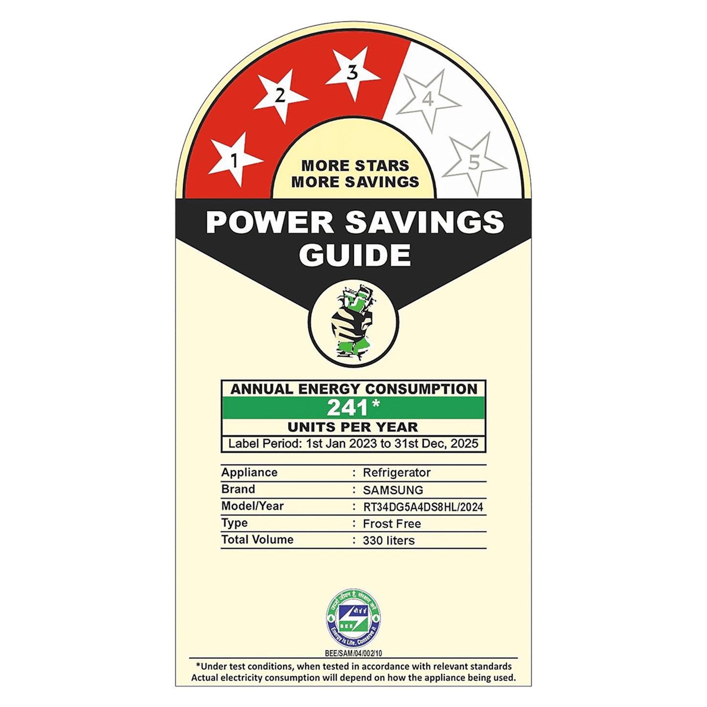 SAMSUNG 330 Litres 3 Star Frost Free Double Door Smart Wifi Enabled Refrigerator with Bespoke AI (RT34DG5A4DS8HL, Elegant Inox)