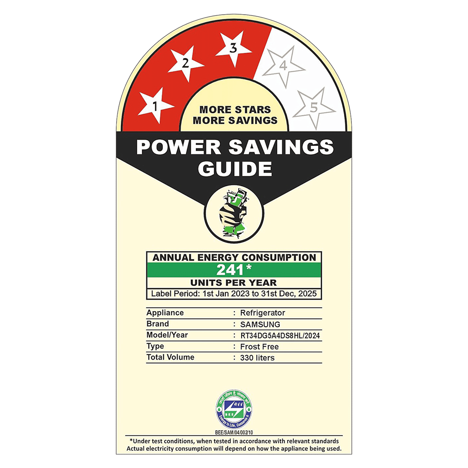 SAMSUNG 330 Litres 3 Star Frost Free Double Door Smart Wifi Enabled Refrigerator with Bespoke AI (RT34DG5A4DS8HL, Elegant Inox)