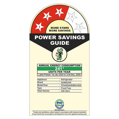 SAMSUNG 330 Litres 3 Star Frost Free Double Door Smart Wifi Enabled Refrigerator with Bespoke AI (RT34DG5A4DS8HL, Elegant Inox)