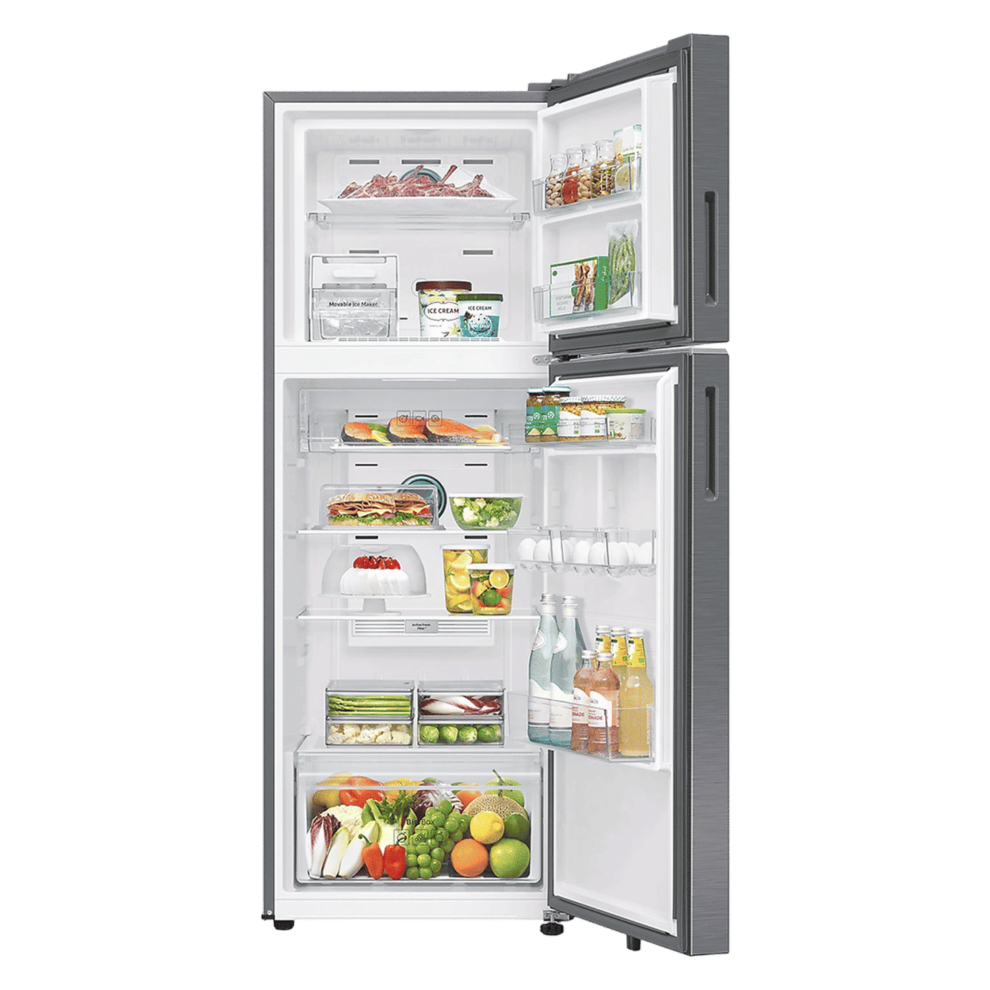 SAMSUNG 330 Litres 3 Star Frost Free Double Door Smart Wifi Enabled Refrigerator with Bespoke AI (RT34DG5A4DS8HL, Elegant Inox)