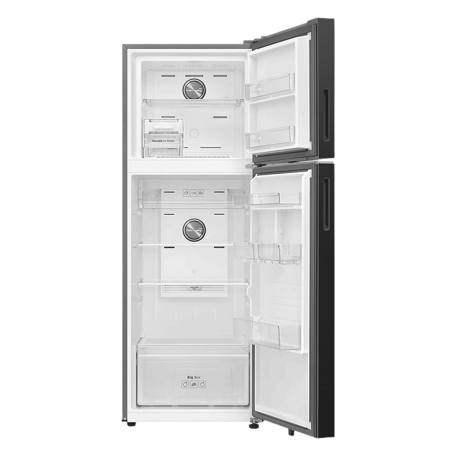 SAMSUNG 330 Litres 3 Star Frost Free Double Door Smart Wifi Enabled Refrigerator with Bespoke AI (RT34DG5A4DBXHL, Luxe Black)