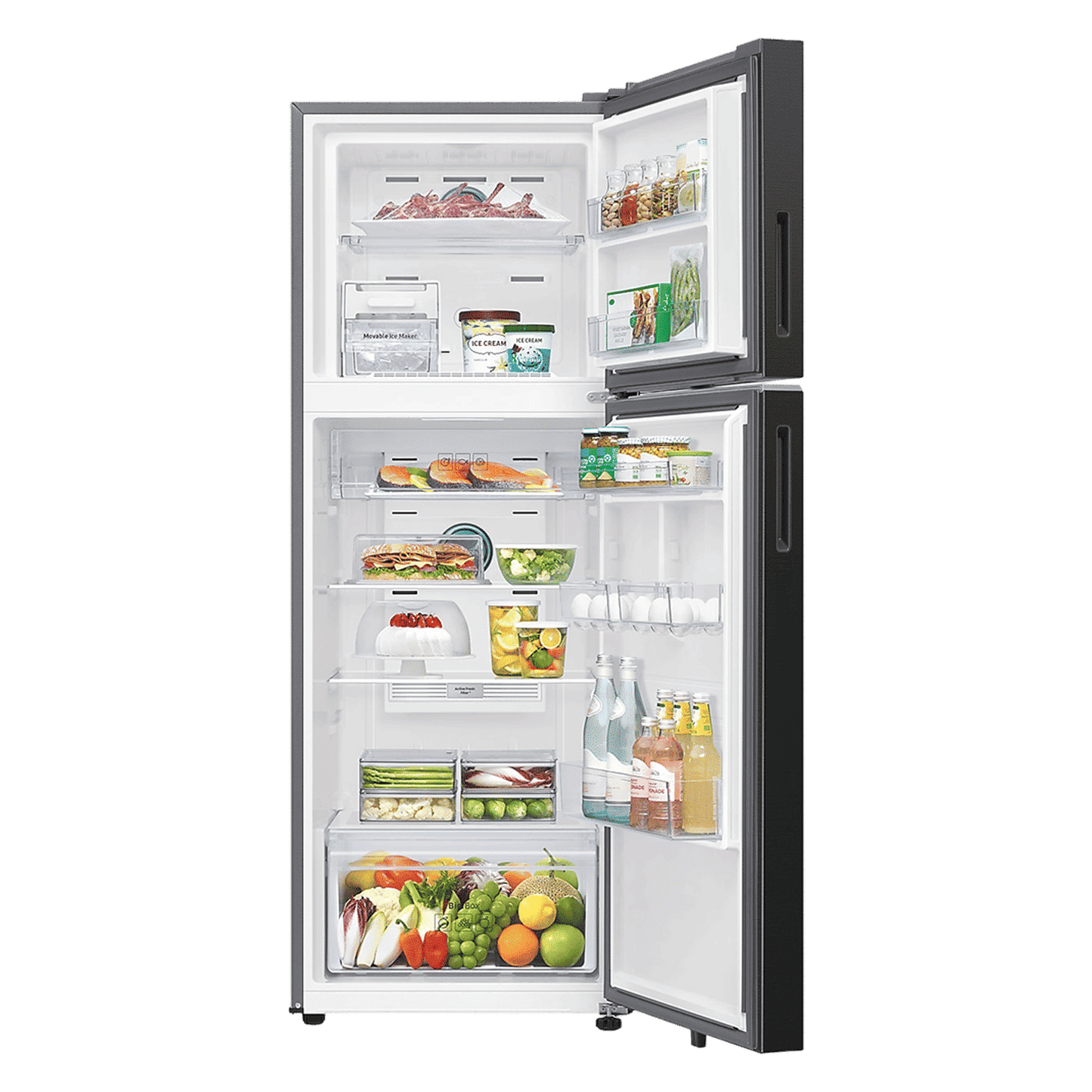 SAMSUNG 330 Litres 3 Star Frost Free Double Door Smart Wifi Enabled Refrigerator with Bespoke AI (RT34DG5A4DBXHL, Luxe Black)