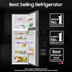 SAMSUNG 350 Litres 2 Star Frost Free Double Door Smart Wifi Enabled Refrigerator with Bespoke AI (RT38DG5A2BSLHL, Real Stainless)