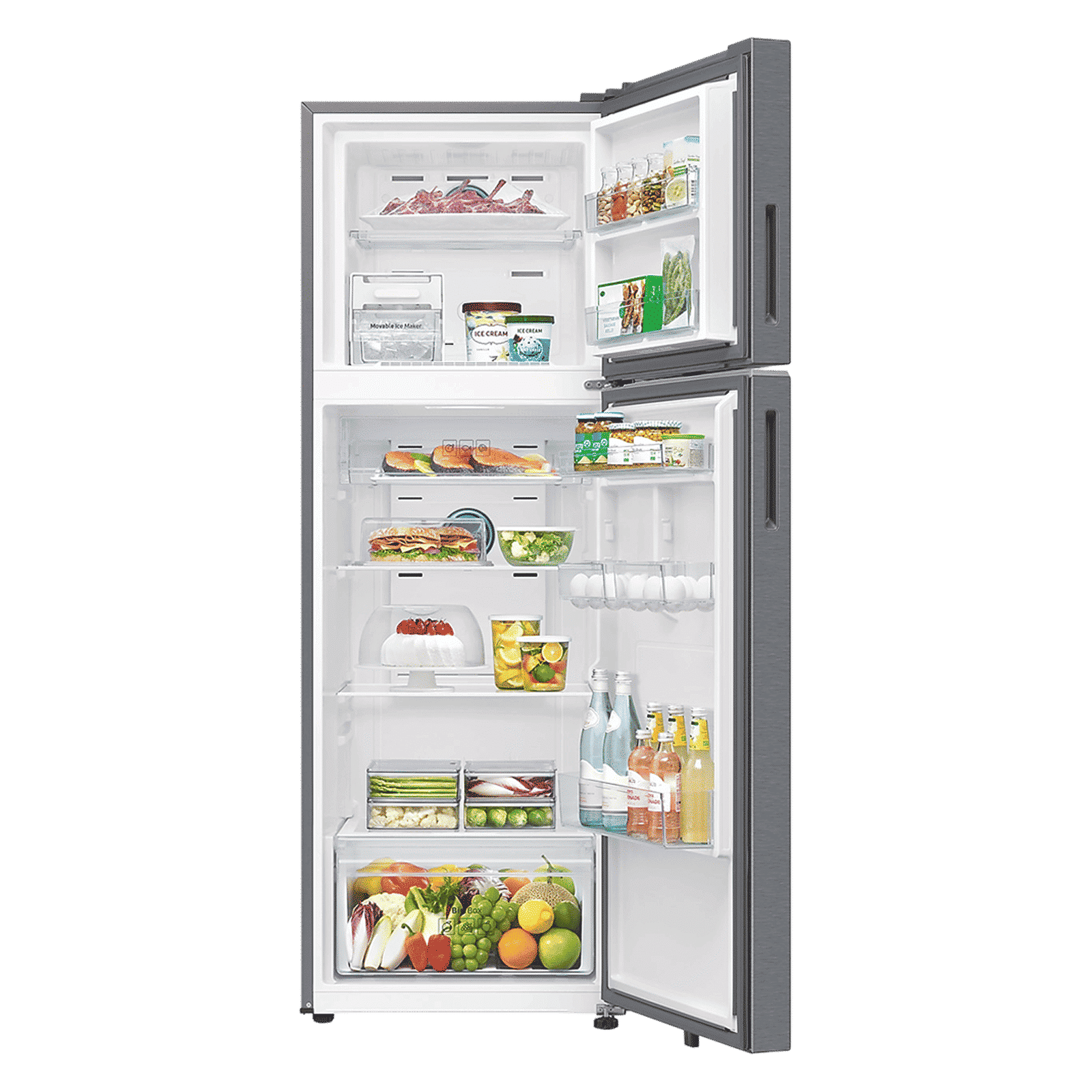 SAMSUNG 350 Litres 2 Star Frost Free Double Door Smart Wifi Enabled Refrigerator with Bespoke AI (RT38DG5A2BSLHL, Real Stainless)