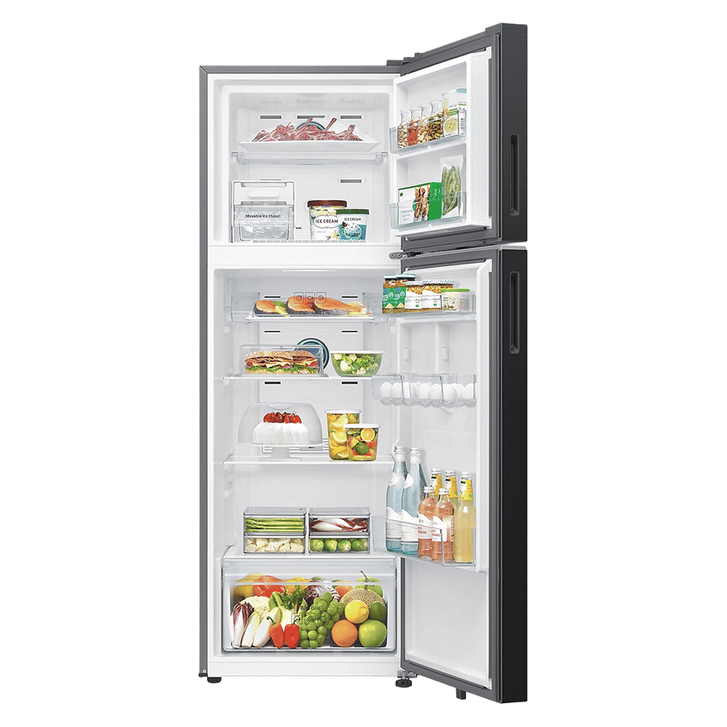 SAMSUNG 350 Litres 3 Star Frost Free Double Door Smart Wifi Enabled Refrigerator with Bespoke AI (RT38DG5A4DBXHL, Luxe Black)