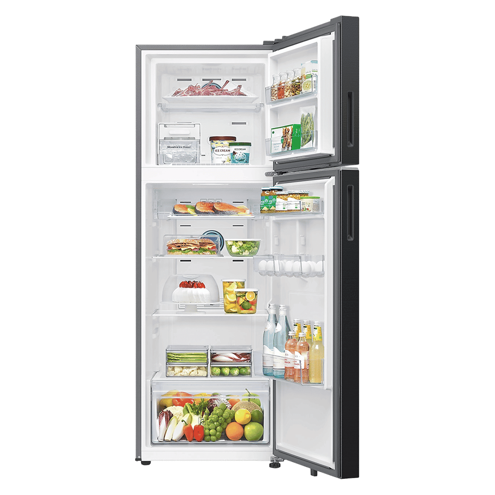 SAMSUNG 350 Litres 3 Star Frost Free Double Door Smart Wifi Enabled Refrigerator with Bespoke AI (RT38DG5A4DBXHL, Luxe Black)