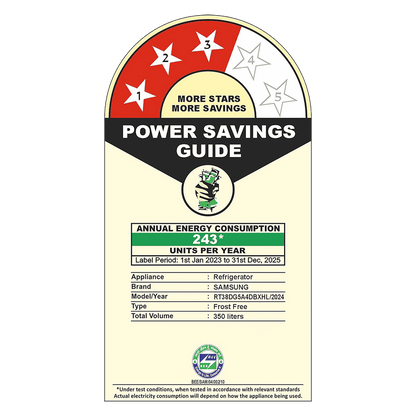 SAMSUNG 350 Litres 3 Star Frost Free Double Door Smart Wifi Enabled Refrigerator with Bespoke AI (RT38DG5A4DBXHL, Luxe Black)