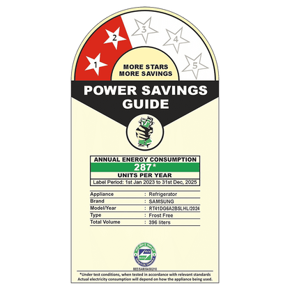 SAMSUNG 396 Litres 2 Star Frost Free Double Door Smart Wifi Enabled Refrigerator with Bespoke AI (RT41DG6A2BSLHL, Real Stainless)