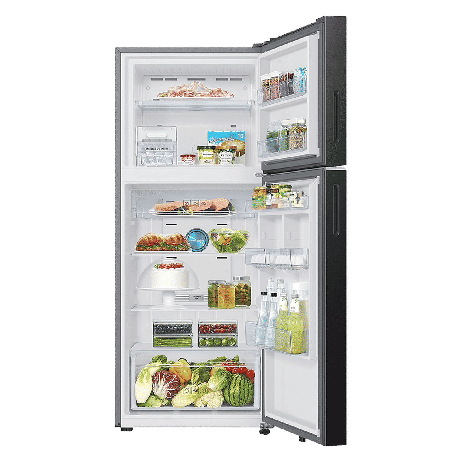 SAMSUNG 396 Litres 3 Star Frost Free Double Door Smart Wifi Enabled Refrigerator with Bespoke AI (RT41DG6A4DB1HL, Black Matt)