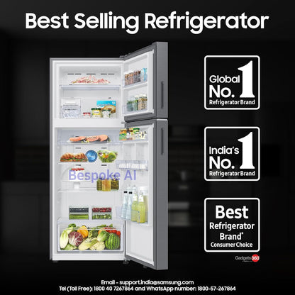 SAMSUNG 419 Litres 2 Star Frost Free Double Door Smart Wifi Enabled Refrigerator with Bespoke AI (RT45DG6A2BS8HL, Elegant Inox)