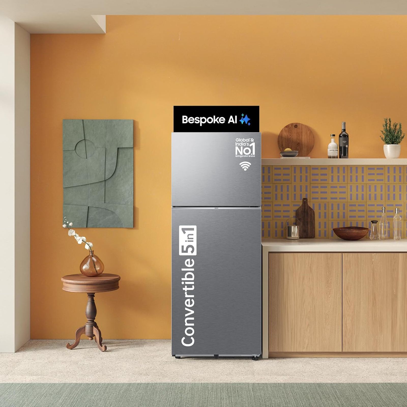 SAMSUNG 419 Litres 2 Star Frost Free Double Door Smart Wifi Enabled Refrigerator with Bespoke AI (RT45DG6A2BS8HL, Elegant Inox)