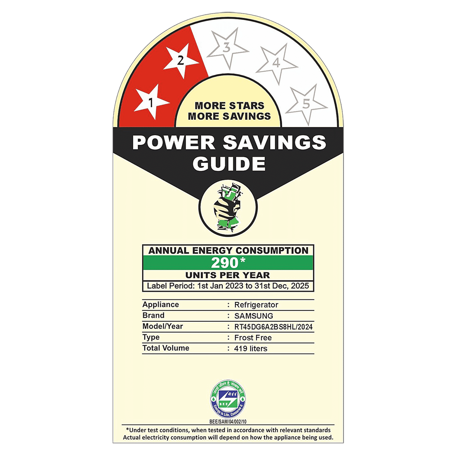 SAMSUNG 419 Litres 2 Star Frost Free Double Door Smart Wifi Enabled Refrigerator with Bespoke AI (RT45DG6A2BS8HL, Elegant Inox)