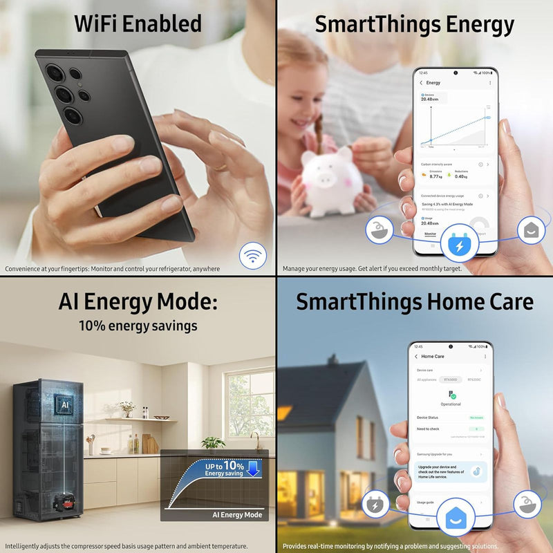 SAMSUNG 419 Litres 3 Star Frost Free Double Door Smart Wifi Enabled Refrigerator with Bespoke AI (RT45DG6A4DB1HL, Black Matt)