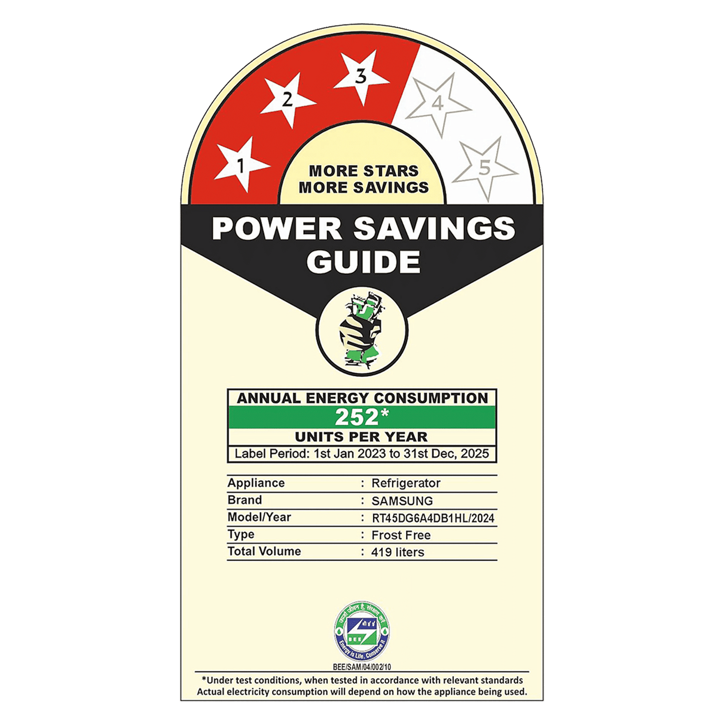 SAMSUNG 419 Litres 3 Star Frost Free Double Door Smart Wifi Enabled Refrigerator with Bespoke AI (RT45DG6A4DB1HL, Black Matt)