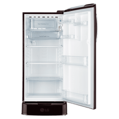 LG 201 Series 185 Litres 5 Star Direct Cool Single Door Refrigerator with Auto Smart Connect (GL-D201ASBU, Scarlet Bloom)