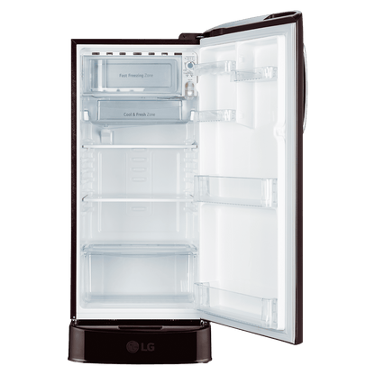 LG 201 Series 185 Litres 5 Star Direct Cool Single Door Refrigerator with Auto Smart Connect (GL-D201ASBU, Scarlet Bloom)