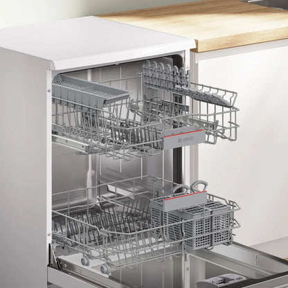 BOSCH Series 6 14 Place Settings Free Standing Dishwasher with Glass Protection Technology (No Pre-rinse Required, White)