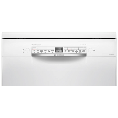 BOSCH Series 6 14 Place Settings Free Standing Dishwasher with Glass Protection Technology (No Pre-rinse Required, White)