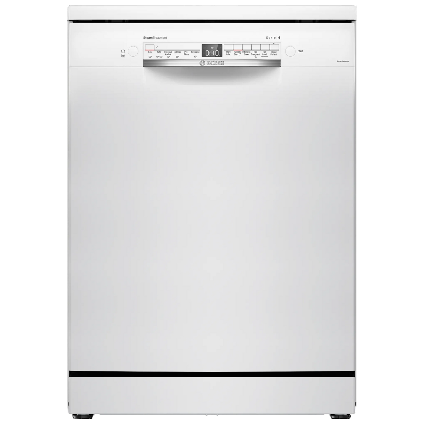 BOSCH Series 6 14 Place Settings Free Standing Dishwasher with Glass Protection Technology (No Pre-rinse Required, White)