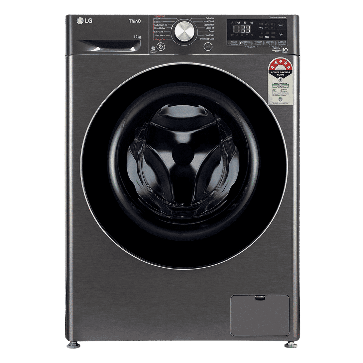 LG 12 kg 5 Star Wi-Fi Inverter Fully Automatic Front Load Washing Machine (FHP1412Z9B.APBQEIL, AI Direct Drive, Platinum Black)