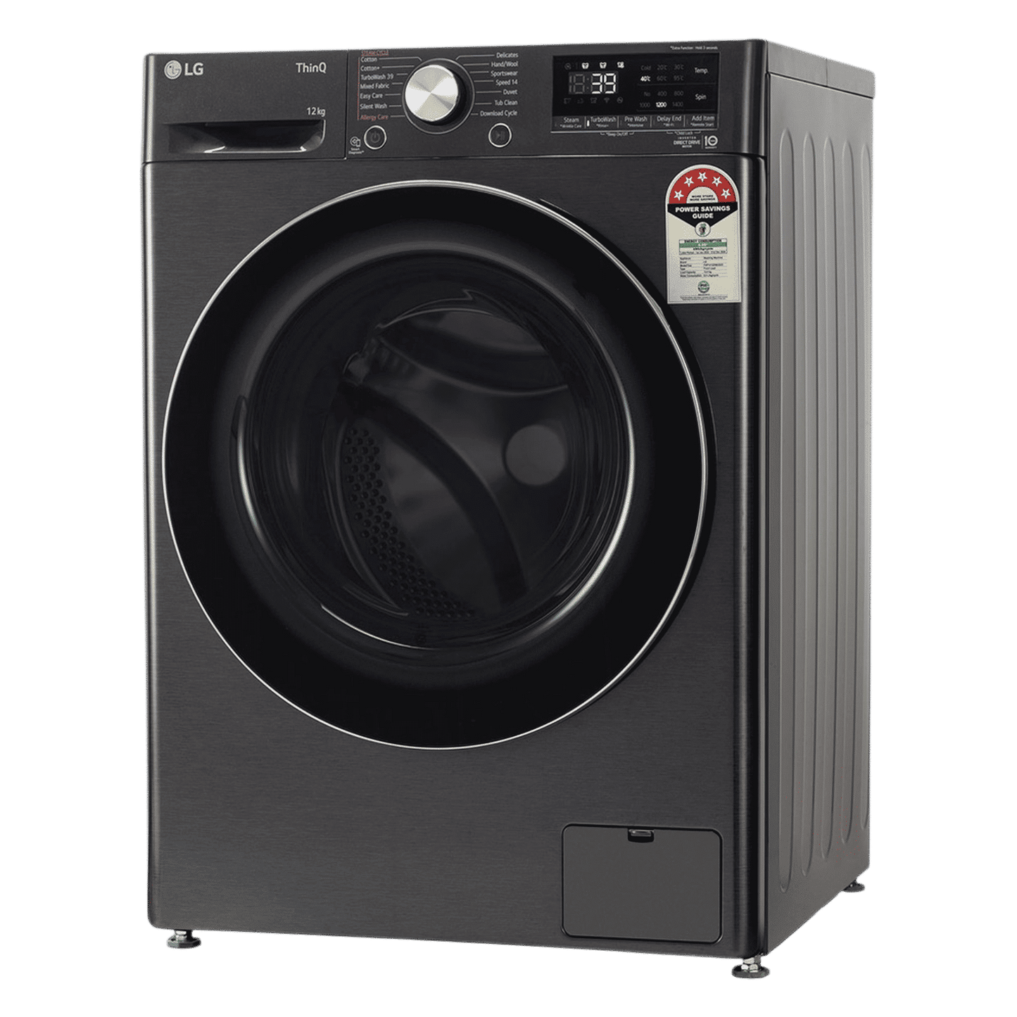 LG 12 kg 5 Star Wi-Fi Inverter Fully Automatic Front Load Washing Machine (FHP1412Z9B.APBQEIL, AI Direct Drive, Platinum Black)