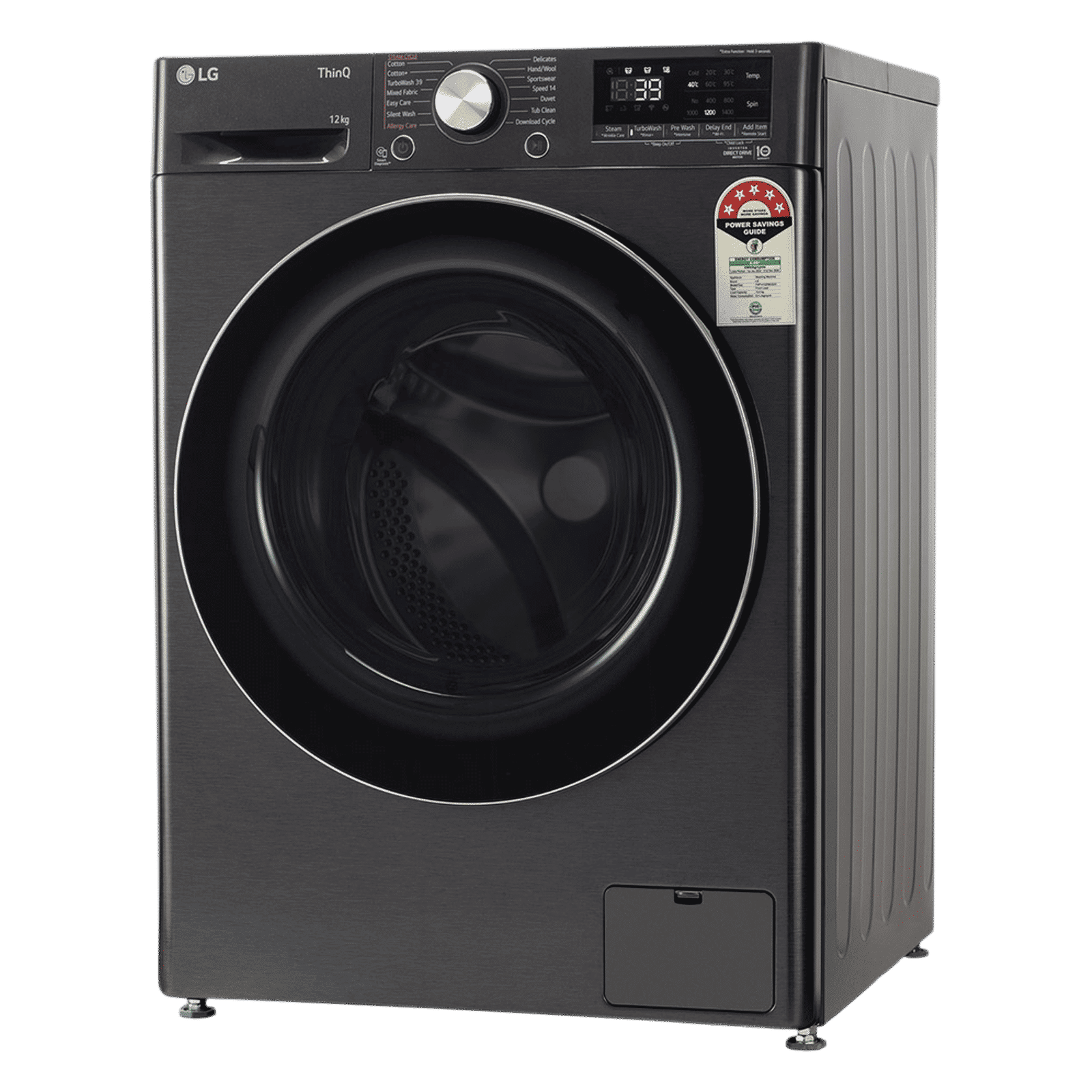 LG 12 kg 5 Star Wi-Fi Inverter Fully Automatic Front Load Washing Machine (FHP1412Z9B.APBQEIL, AI Direct Drive, Platinum Black)