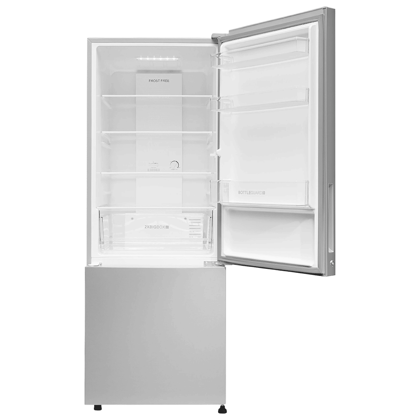 Haier 300 Litres 2 Star Frost Free Double Door Bottom Mount Refrigerator with Antibacterial Gasket (HRB-3502BS-P, Brushline Silver)