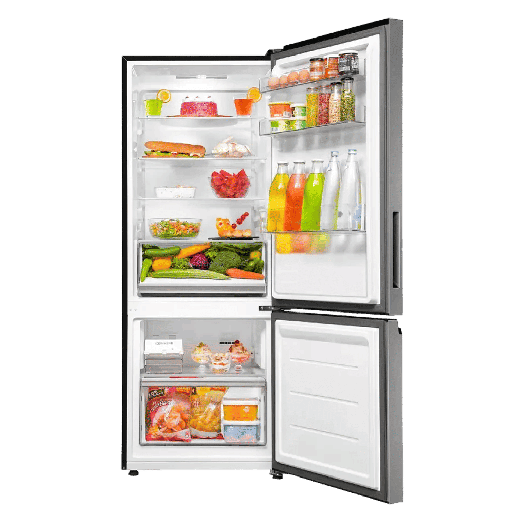 Haier 300 Litres 2 Star Frost Free Double Door Bottom Mount Refrigerator with Antibacterial Gasket (HRB-3502BS-P, Brushline Silver)