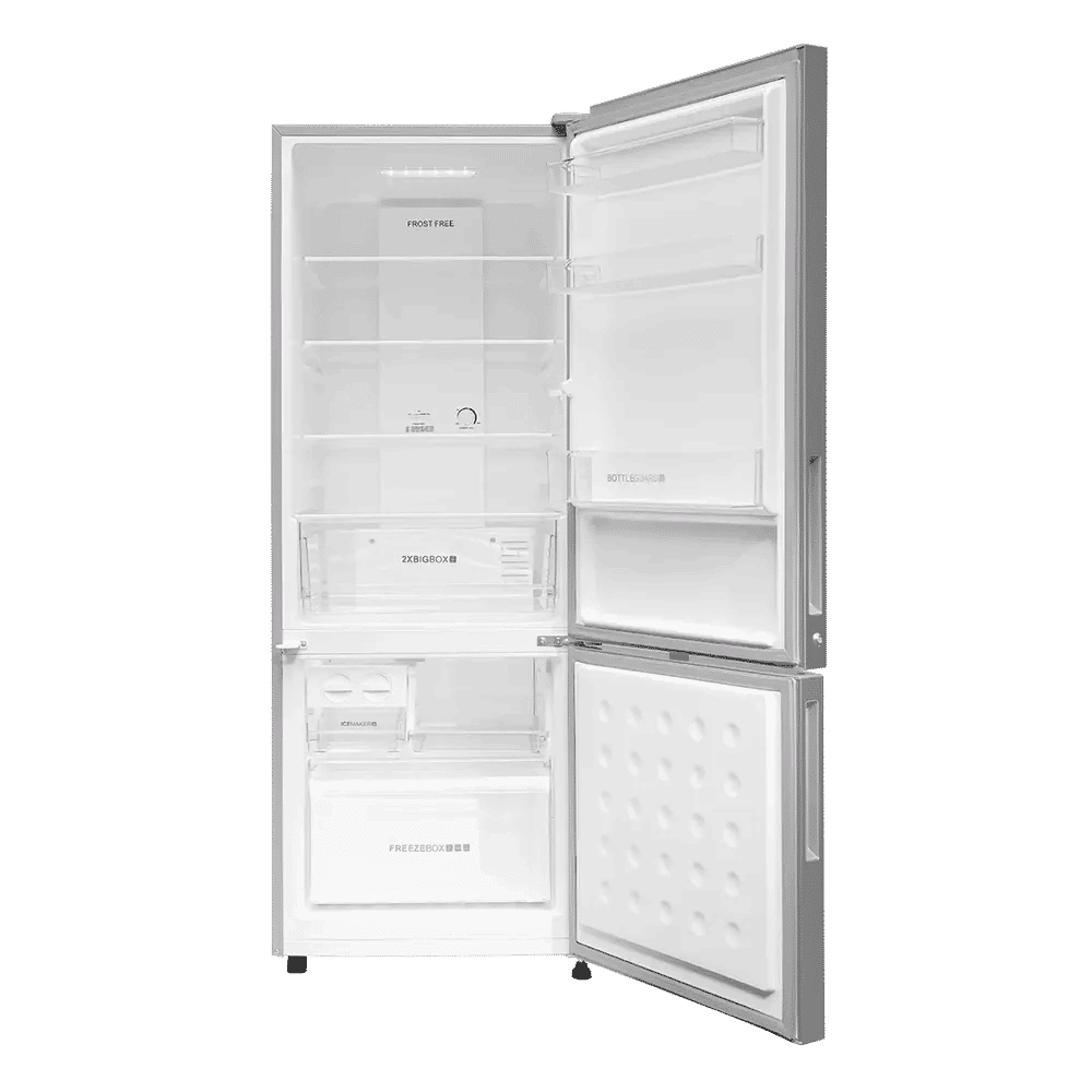 Haier 300 Litres 2 Star Frost Free Double Door Bottom Mount Refrigerator with Antibacterial Gasket (HRB-3502BS-P, Brushline Silver)