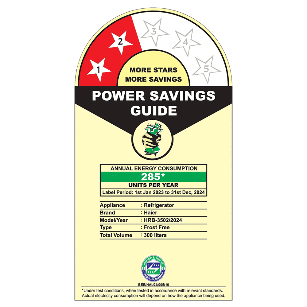 Haier 300 Litres 2 Star Frost Free Double Door Bottom Mount Refrigerator with Antibacterial Gasket (HRB-3502BS-P, Brushline Silver)