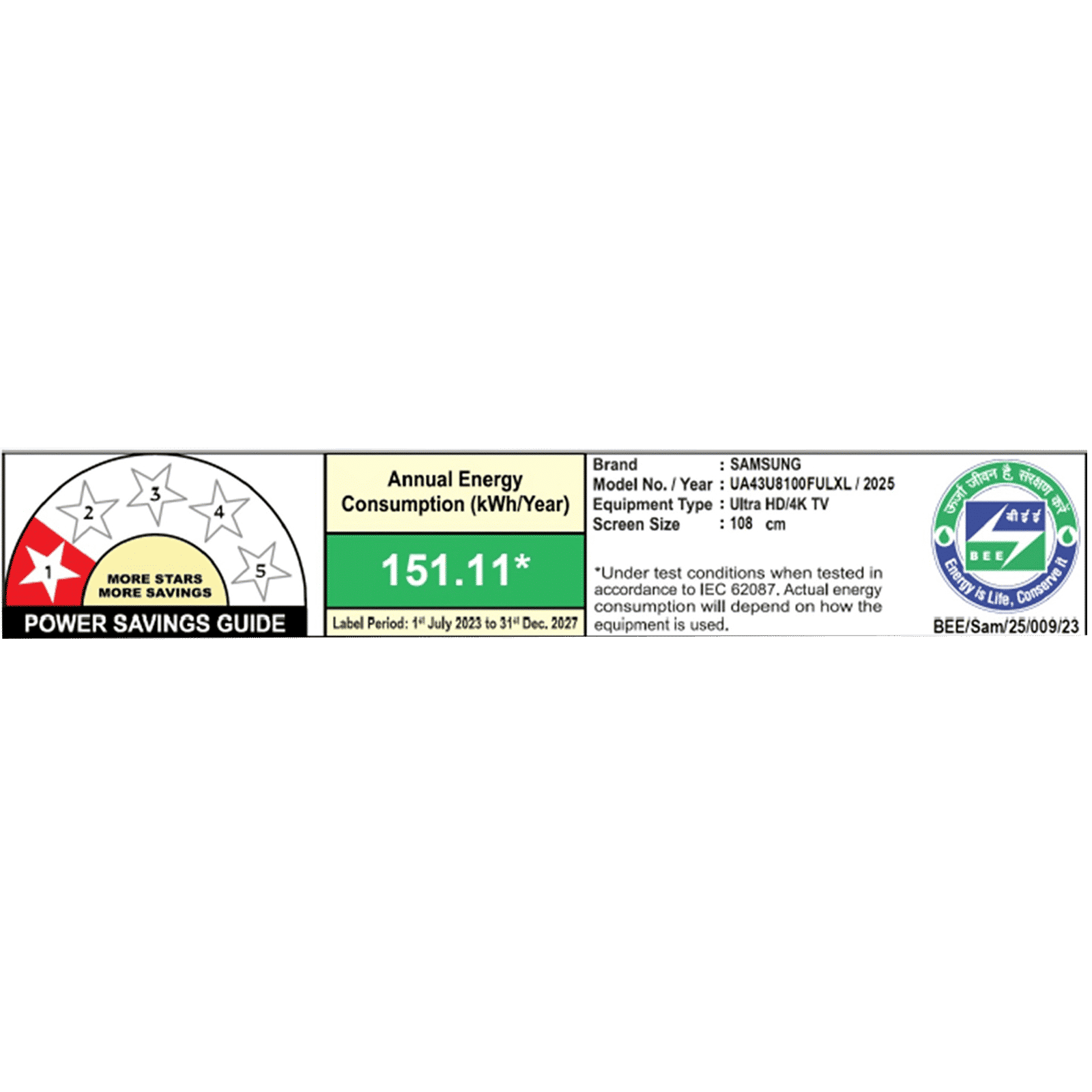 SAMSUNG U8100F 109.22 cm (43 inch) 4K Ultra HD LED Smart Tizen TV with Alexa & Google Assistant (2025 model)