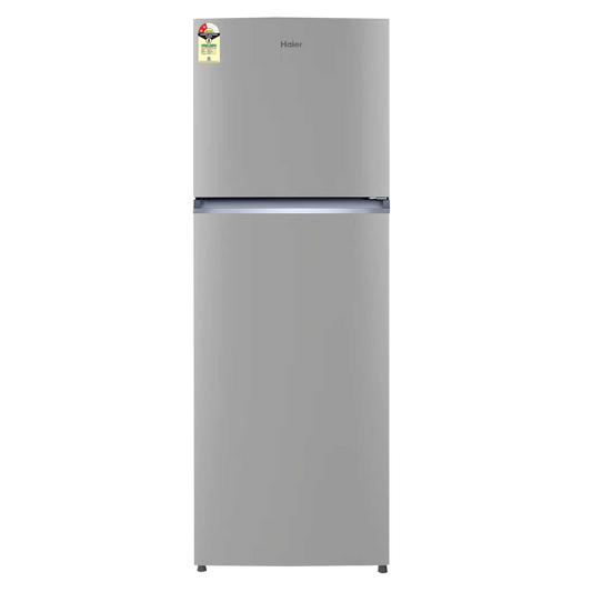 Haier HRF-2902 240 Litres 2 Star Frost Free Double Door Refrigerator with Stabilizer Free Operation (HRF-2902IEBS-P, Brushline Silver)