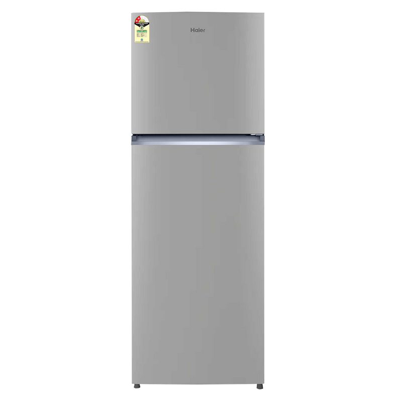Haier HRF-2902 240 Litres 2 Star Frost Free Double Door Refrigerator with Stabilizer Free Operation (HRF-2902IEBS-P, Brushline Silver)