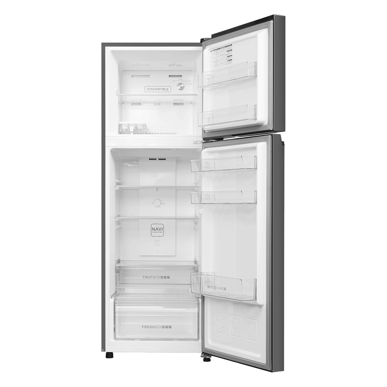 Haier HRF-2902 240 Litres 2 Star Frost Free Double Door Convertible Refrigerator with Turbo Icing Technology (HRF-2902IBGB-P, GE Black)