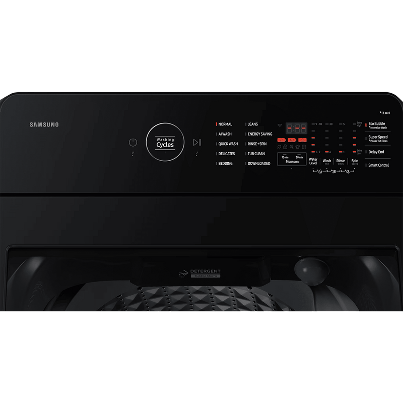 SAMSUNG 8 kg 5 Star Wi-Fi Inverter Fully Automatic Top Load Washing Machine (WA80F08S2BTL, AI VRT+ Technology, Black Caviar)