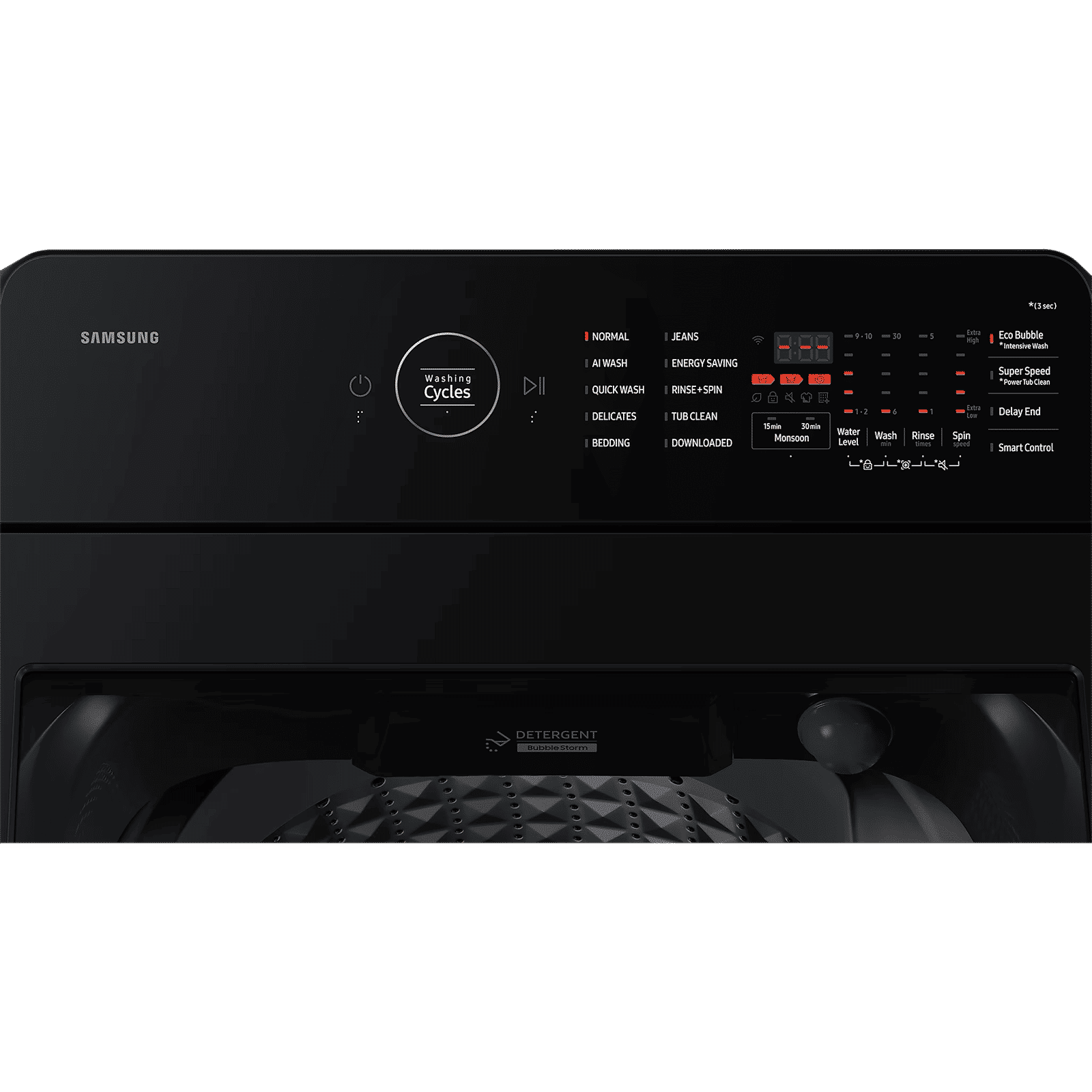 SAMSUNG 8 kg 5 Star Wi-Fi Inverter Fully Automatic Top Load Washing Machine (WA80F08B3BTL, AI VRT+ Technology, Black Caviar)