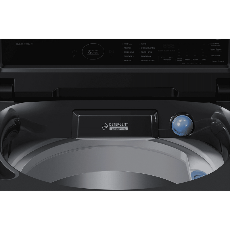 SAMSUNG 8 kg 5 Star Wi-Fi Inverter Fully Automatic Top Load Washing Machine (WA80F08B3BTL, AI VRT+ Technology, Black Caviar)