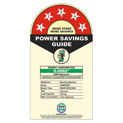 SAMSUNG 10 kg 5 Star Wi-Fi Inverter Fully Automatic Top Load Washing Machine (WA80F10E2CTL, AI VRT+ Technology, Deep Charcoal)