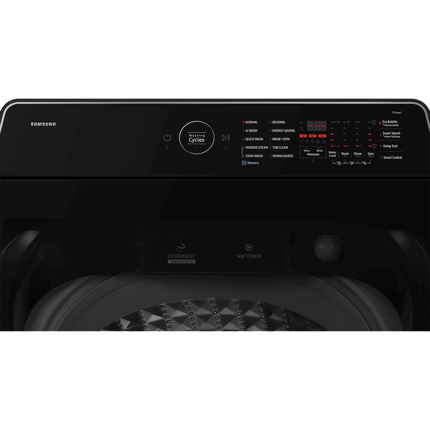 SAMSUNG 12 kg 5 Star Wi-Fi Inverter Fully Automatic Top Load Washing Machine (WA80F12B6BTL, AI VRT+ Technology, Black Caviar)