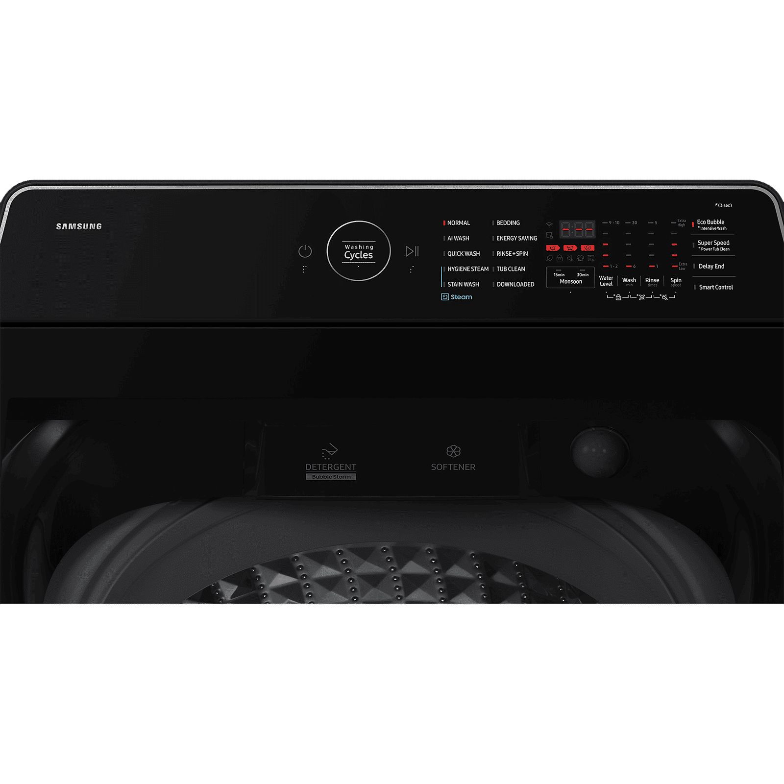 SAMSUNG 12 kg 5 Star Wi-Fi Inverter Fully Automatic Top Load Washing Machine (WA80F12B6BTL, AI VRT+ Technology, Black Caviar)