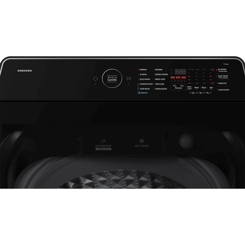 SAMSUNG 12 kg 5 Star Wi-Fi Inverter Fully Automatic Top Load Washing Machine (WA80F12B6BTL, AI VRT+ Technology, Black Caviar)