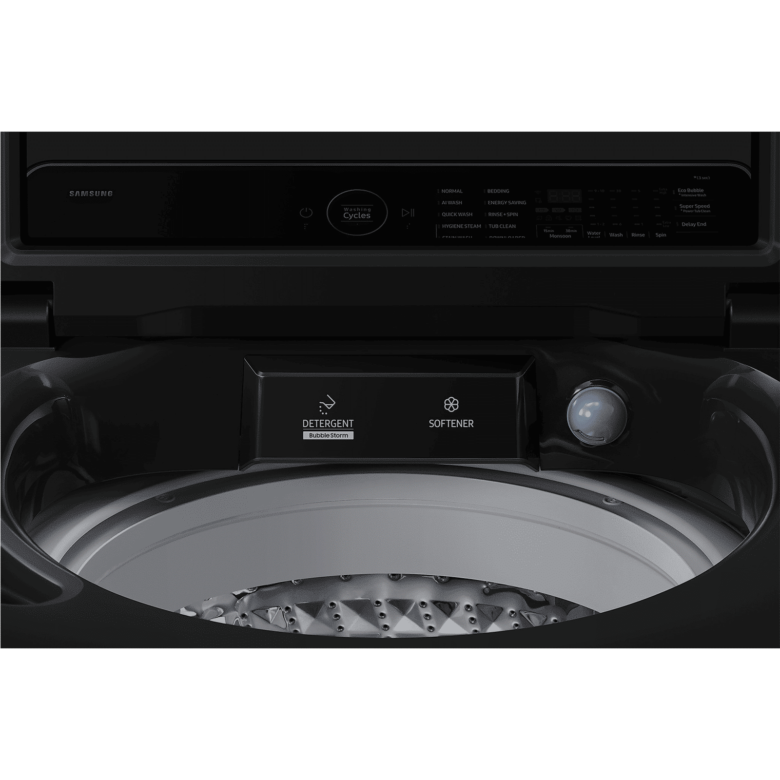 SAMSUNG 12 kg 5 Star Wi-Fi Inverter Fully Automatic Top Load Washing Machine (WA80F12B6BTL, AI VRT+ Technology, Black Caviar)