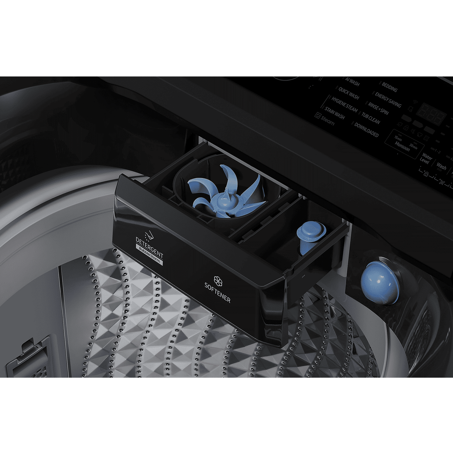 SAMSUNG 12 kg 5 Star Wi-Fi Inverter Fully Automatic Top Load Washing Machine (WA80F12B6BTL, AI VRT+ Technology, Black Caviar)