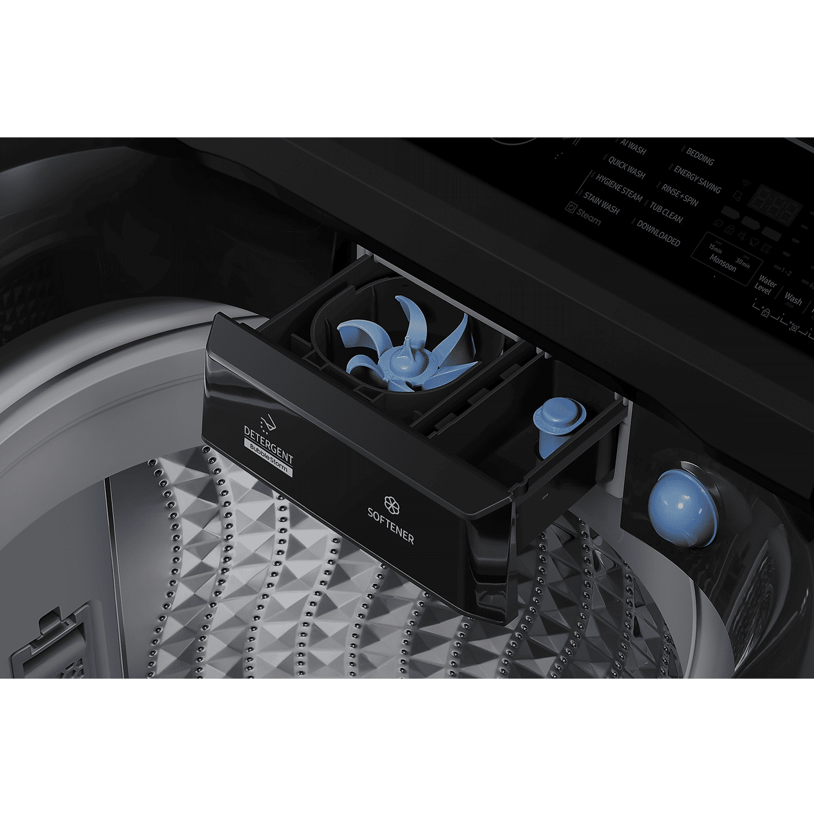 SAMSUNG 12 kg 5 Star Wi-Fi Inverter Fully Automatic Top Load Washing Machine (WA80F12B6BTL, AI VRT+ Technology, Black Caviar)