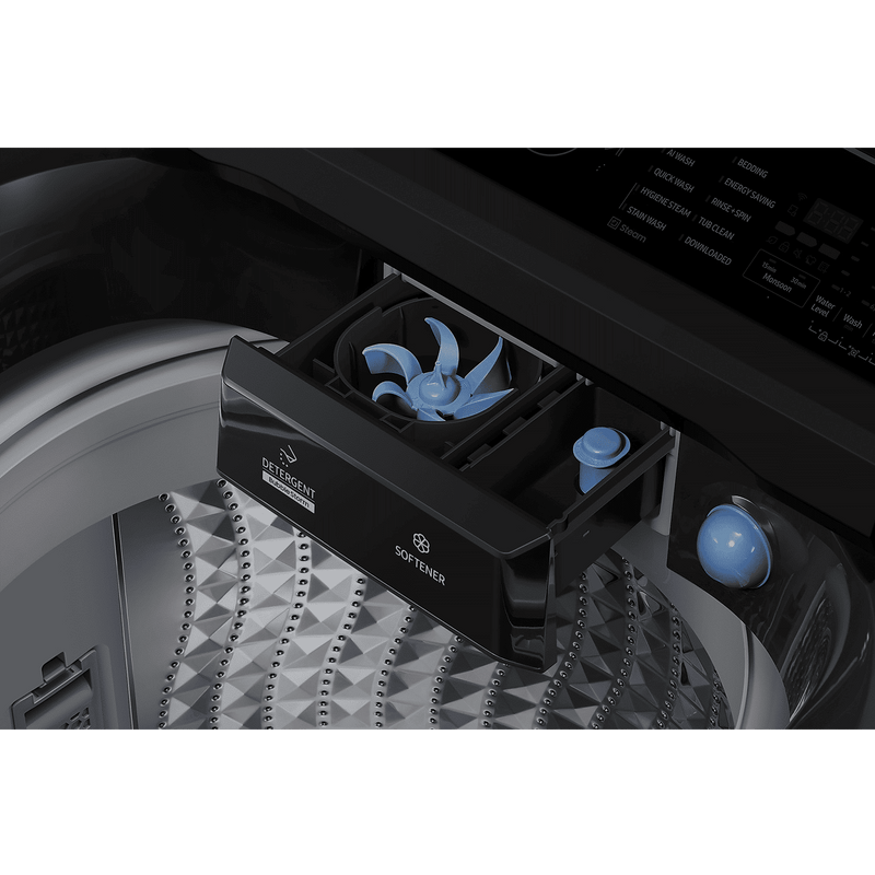 SAMSUNG 12 kg 5 Star Wi-Fi Inverter Fully Automatic Top Load Washing Machine (WA80F12B6BTL, AI VRT+ Technology, Black Caviar)