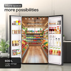 Godrej 600 Litres 3 Star Frost Free Side by Side Refrigerator with Powered By AI (RS EON VELVET 646C RIT, Opera Black)