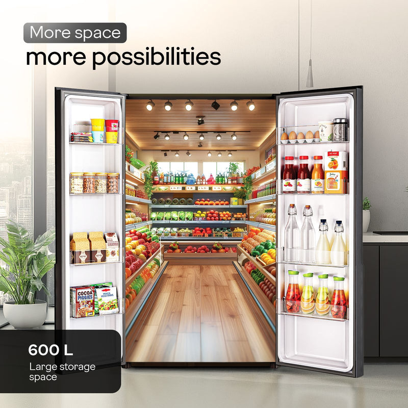 Godrej 600 Litres 3 Star Frost Free Side by Side Refrigerator with Powered By AI (RS EON VELVET 646C RIT, Opera Black)