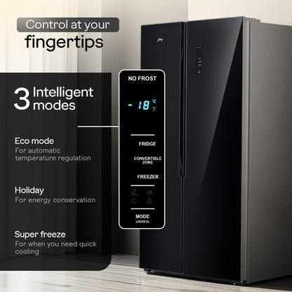 Godrej 600 Litres 3 Star Frost Free Side by Side Refrigerator with Powered By AI (RS EON VELVET 646C RIT, Opera Black)